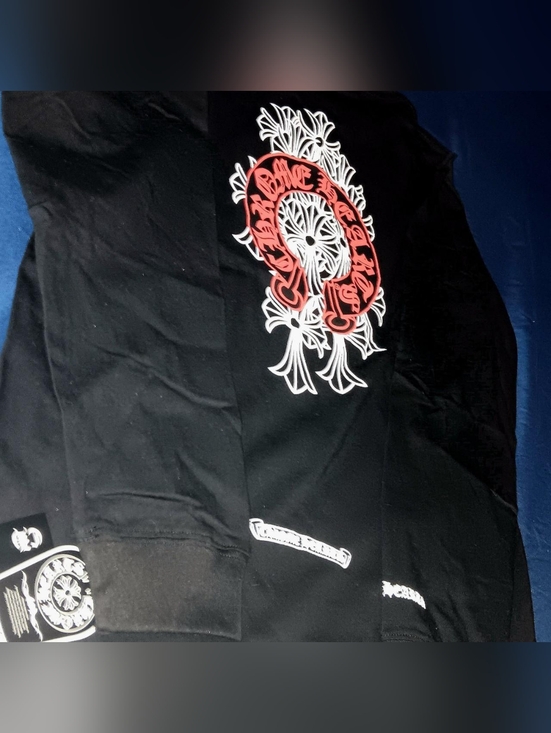 Chrome Hearts Other - (XL) Chrome Hearts Multi-Cross Black with White & Red Graphic Print Long Sleeve